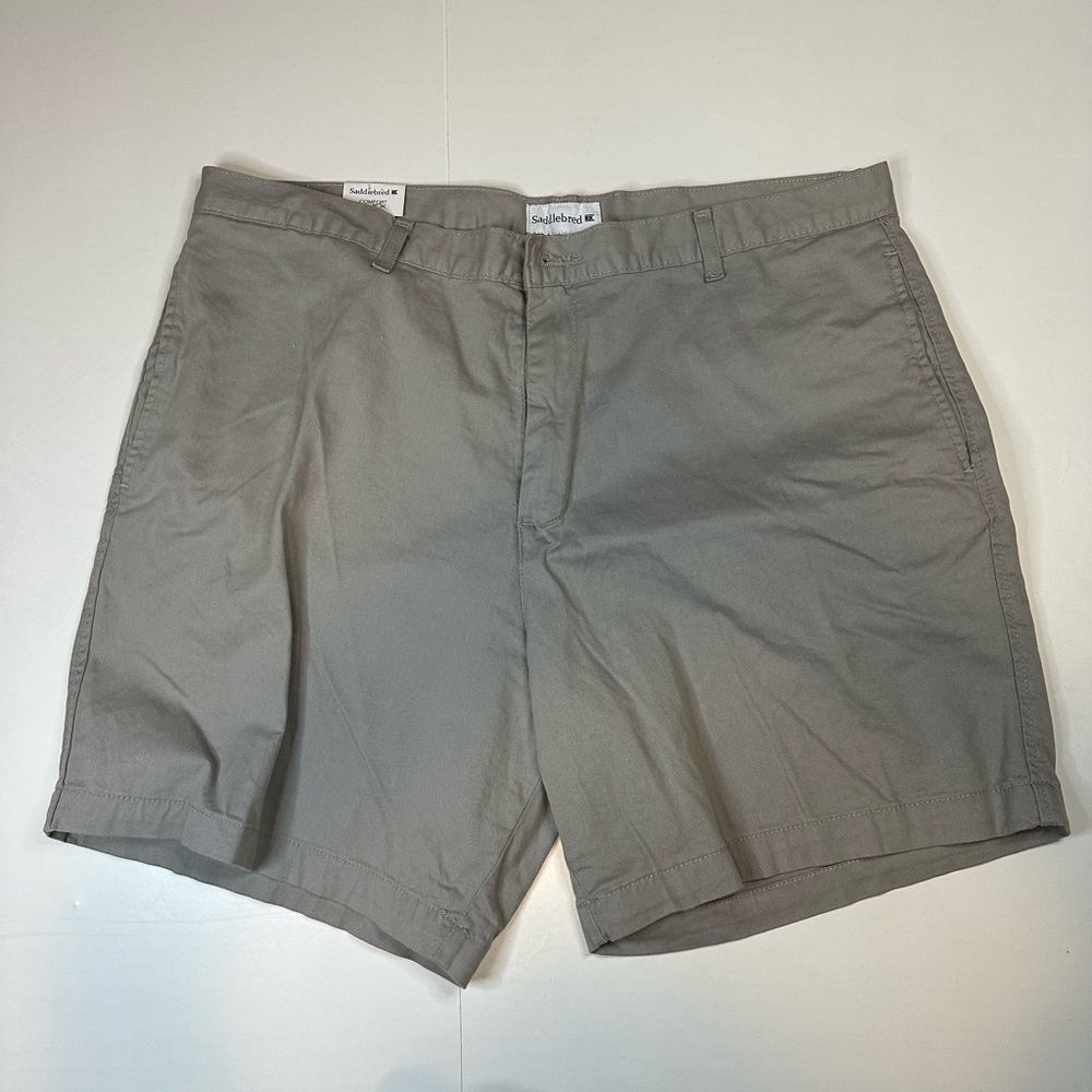 New Saddlebred Comfort Flex Chino Shorts‎ Mens Size 40 Flat Front Dove Gray